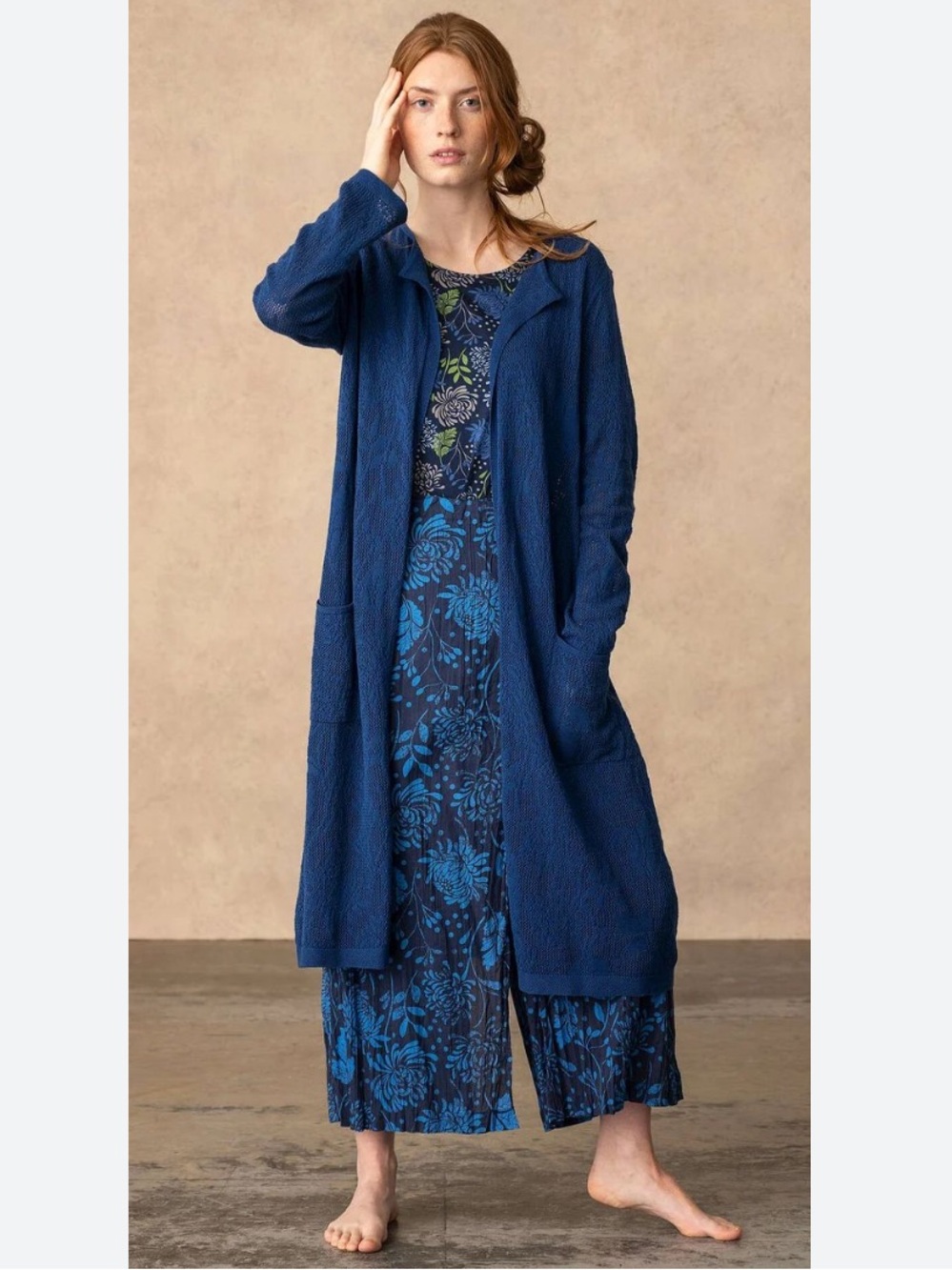 Gudrun Sjoden Niwa Long Pointelle Cardigan in Organic / Recycled Cotton Medium